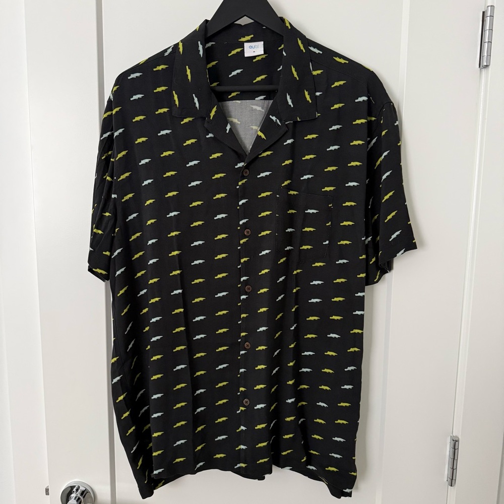 Alligator Print Men's Casual Button Down Shirt